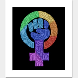 Swirly Rainbow Feminist Symbol Posters and Art